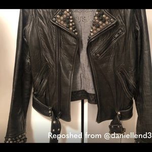 Robins Jeans Leather Studded jacket, size L